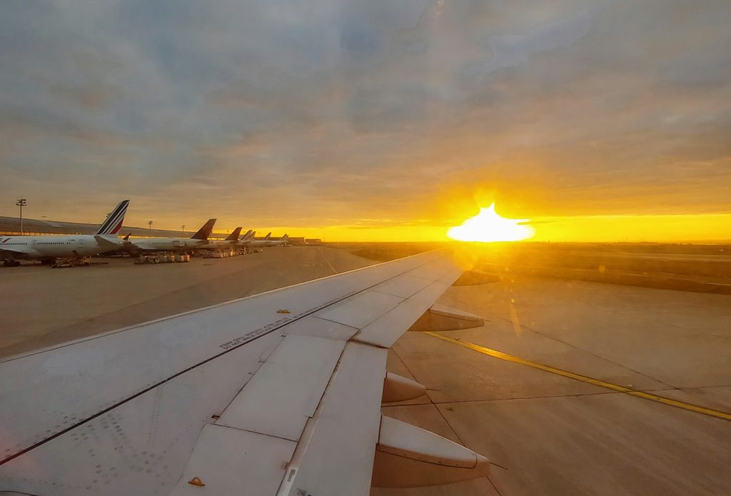 Beautiful sunrise at Paris CDG