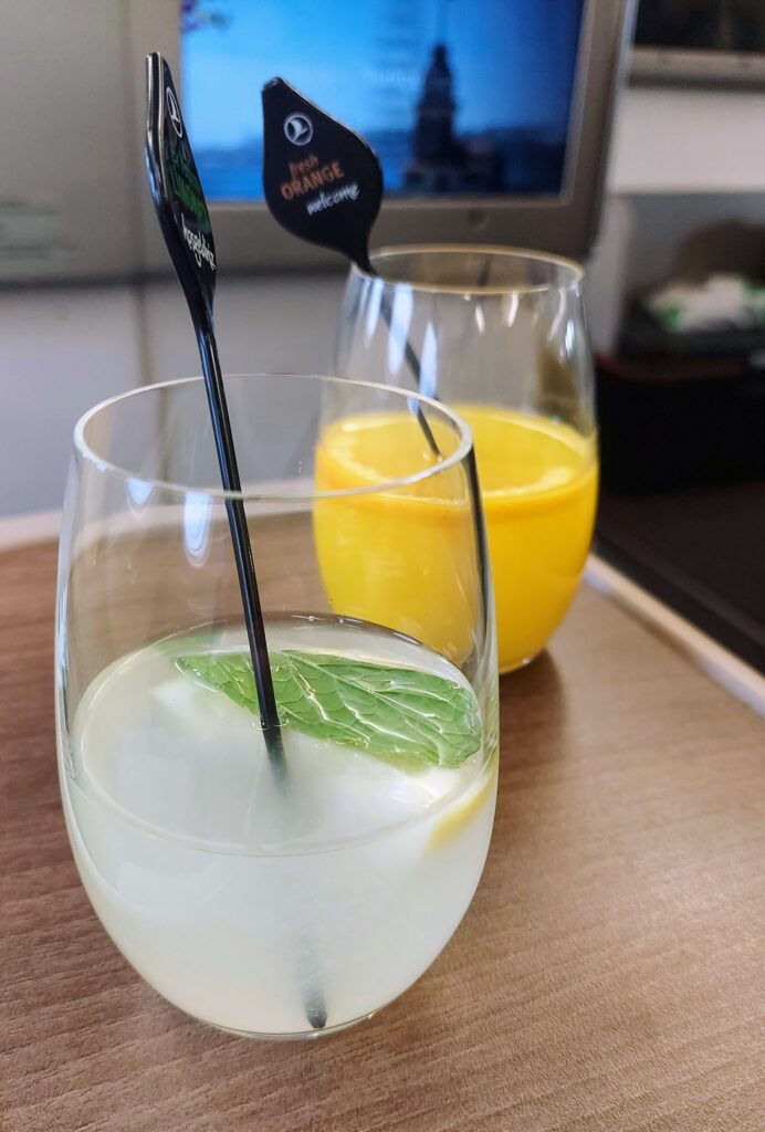 Turkish Airlines pre-departure beverage